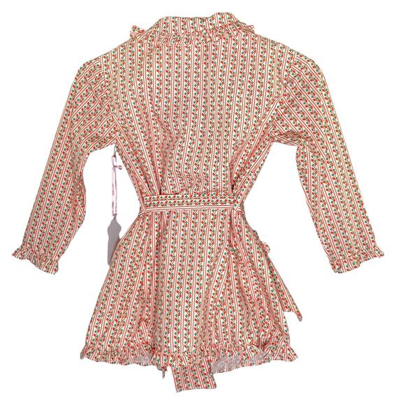 Cecil and Lou 6 Girls NEW Ruffle Floral Robe Red Green Holiday - Picture 2 of 9